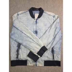 Calvin Klein Jeans Denim Light Wash Y2K Bomber Zip Jacket Size XXL